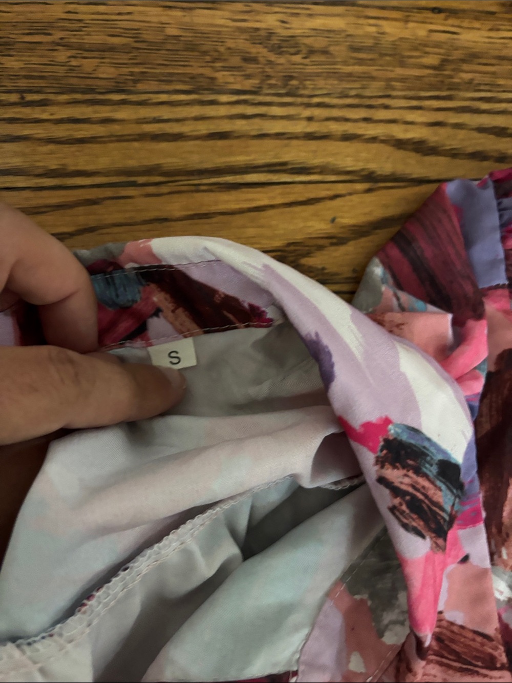 Pink Abstract Print Button-Front Tiered Dress - Picture 2 of 3